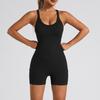 Women's Fashionable Solid Color Round Neck Tight Back Yoga Suit Yoga Jumpsuit