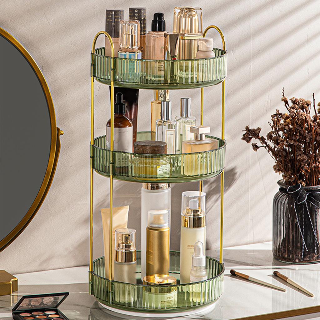 360 Rotating Makeup Organizer - 3-Size Spinning Cosmetic & Skincare Holder For Vanity Countertop 3 Colors