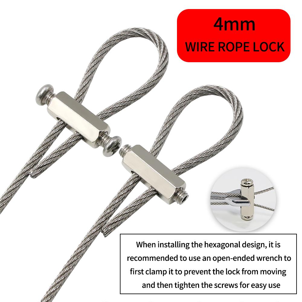 1-4mm Adjustable Steel Wire Rope Buckle Clamp for DIY Lamp Hanging Clamps Telescopic Double Hole Thread Locker Clamps