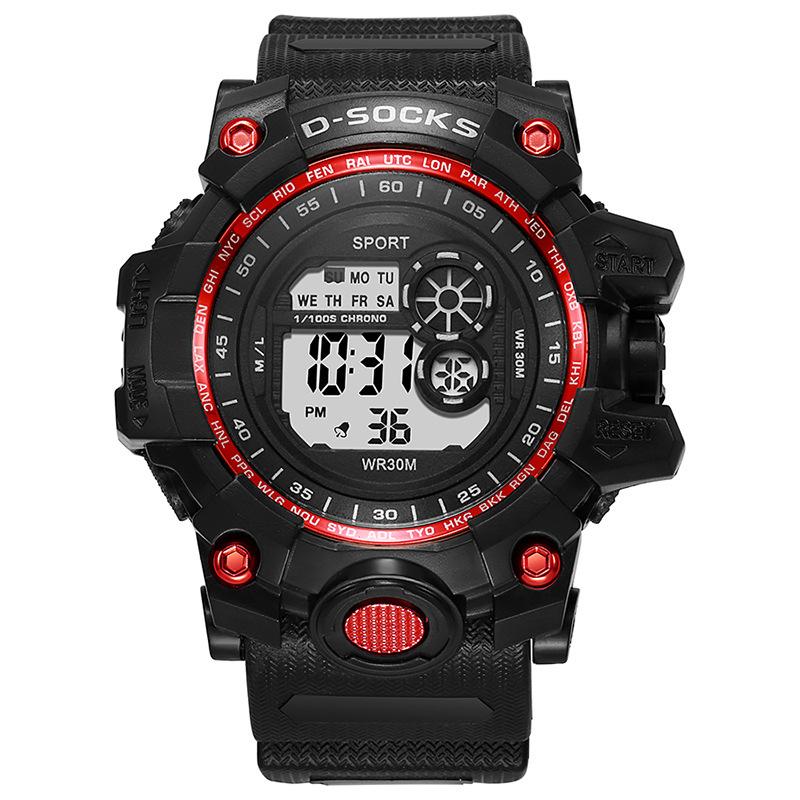 

Черные цифровые часы для мужчин Спортивные часы Водонепроницаемые Наружные Хронограф Стрелочные часы G-Shock Студенческие Наручные часы красный