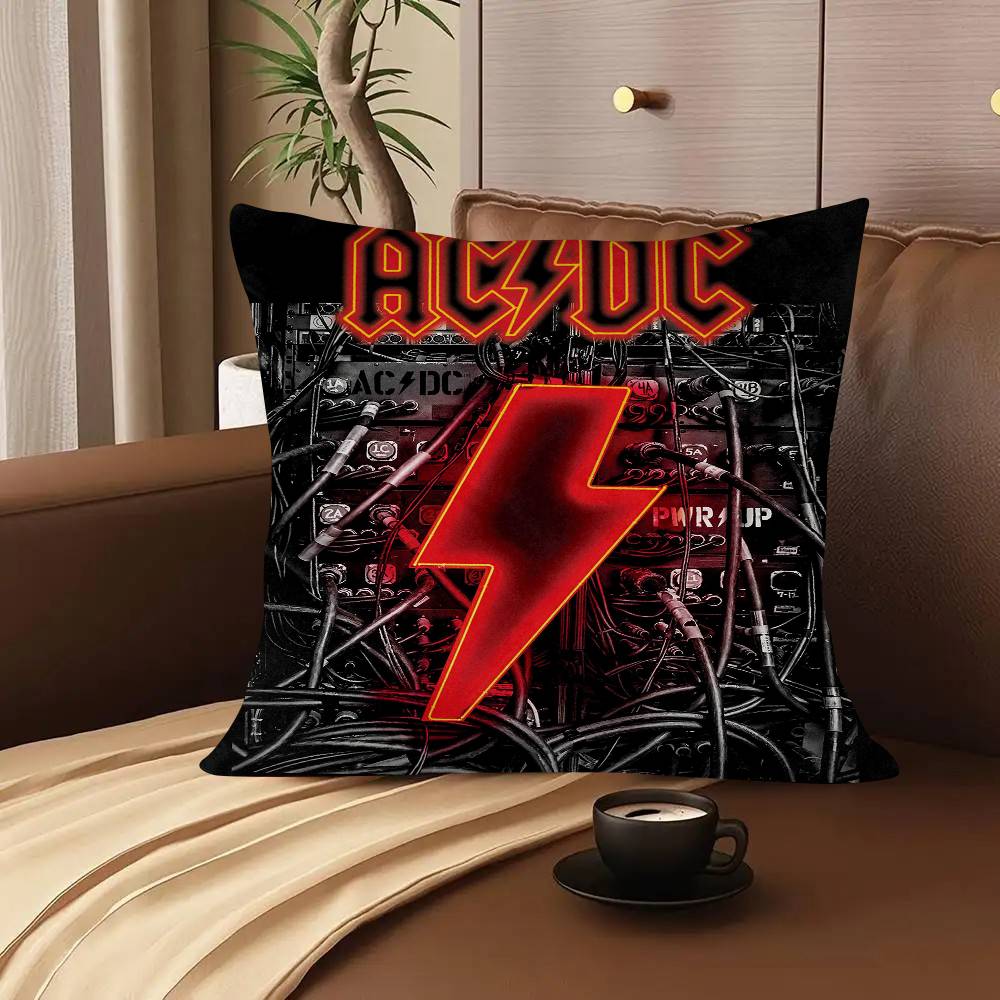 AC DC Vintage Heavy Metal Music Pillow Case Square Pillow Bedroom Sofa Leisure Comfort Cushion Car Living Room Home Decoration