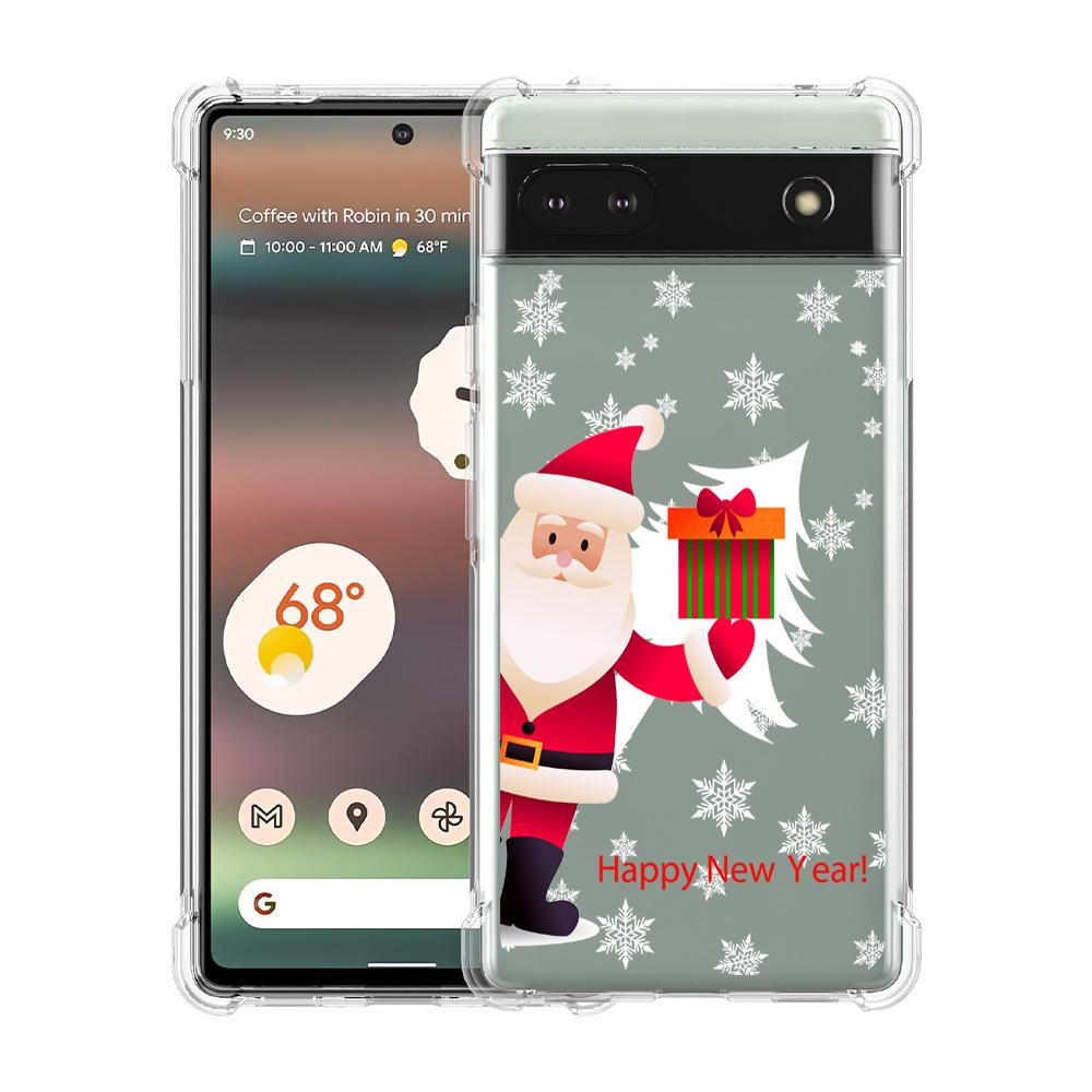 Christmas Four-Corner Drop-Proof TPU Case for Google Pixel 8 Mobile Phone - Festive Design