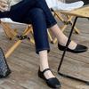 Fashion Spring Summer New Black Square Toe Buckle with Flat Bottom Single Shoe Simple Comfortable Lightweight Versatile Women's Shoes