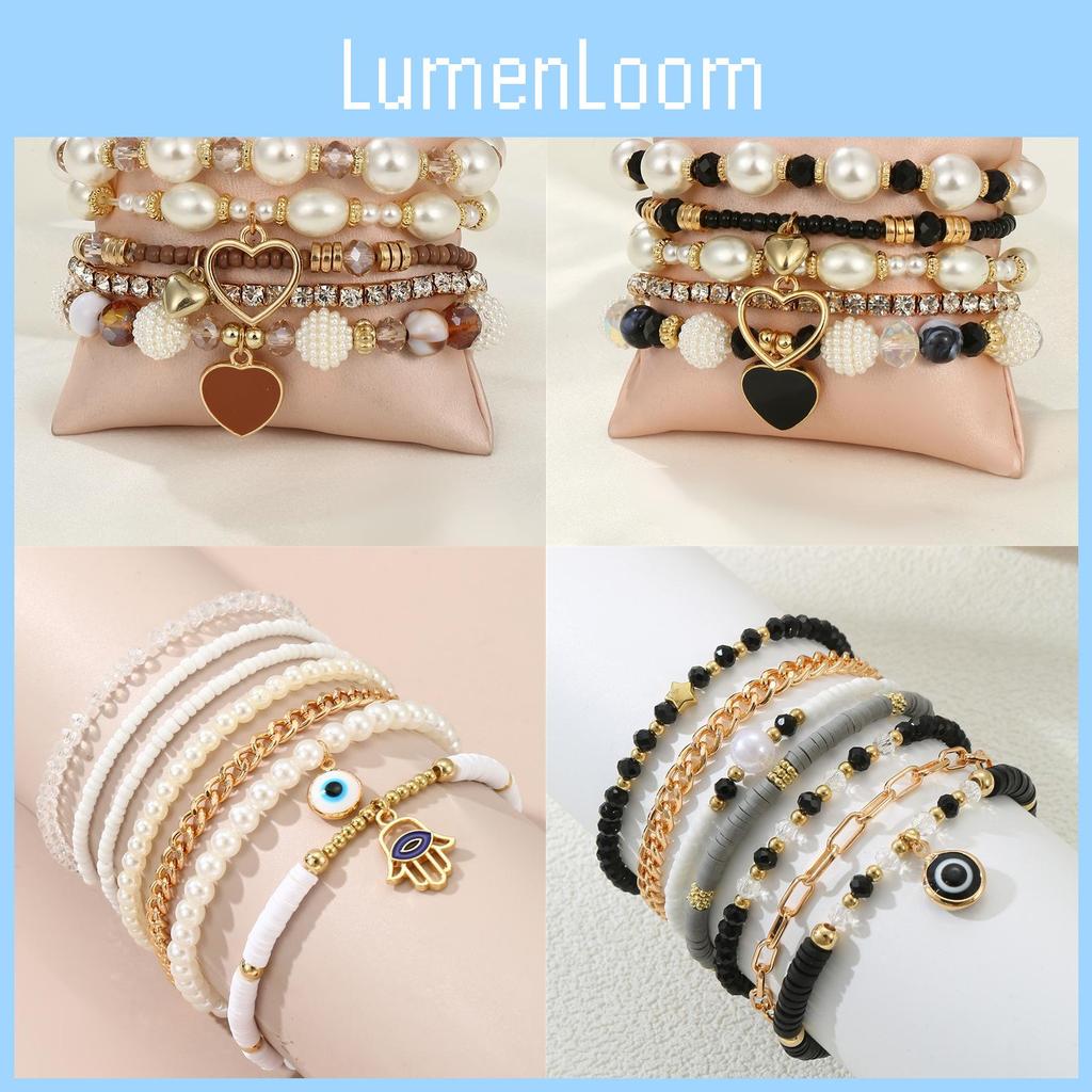 Schmuckset mit Perlen für Damen, handgefertigt im geometrischen Stil, perfektes Geschenk für Feierlichkeiten