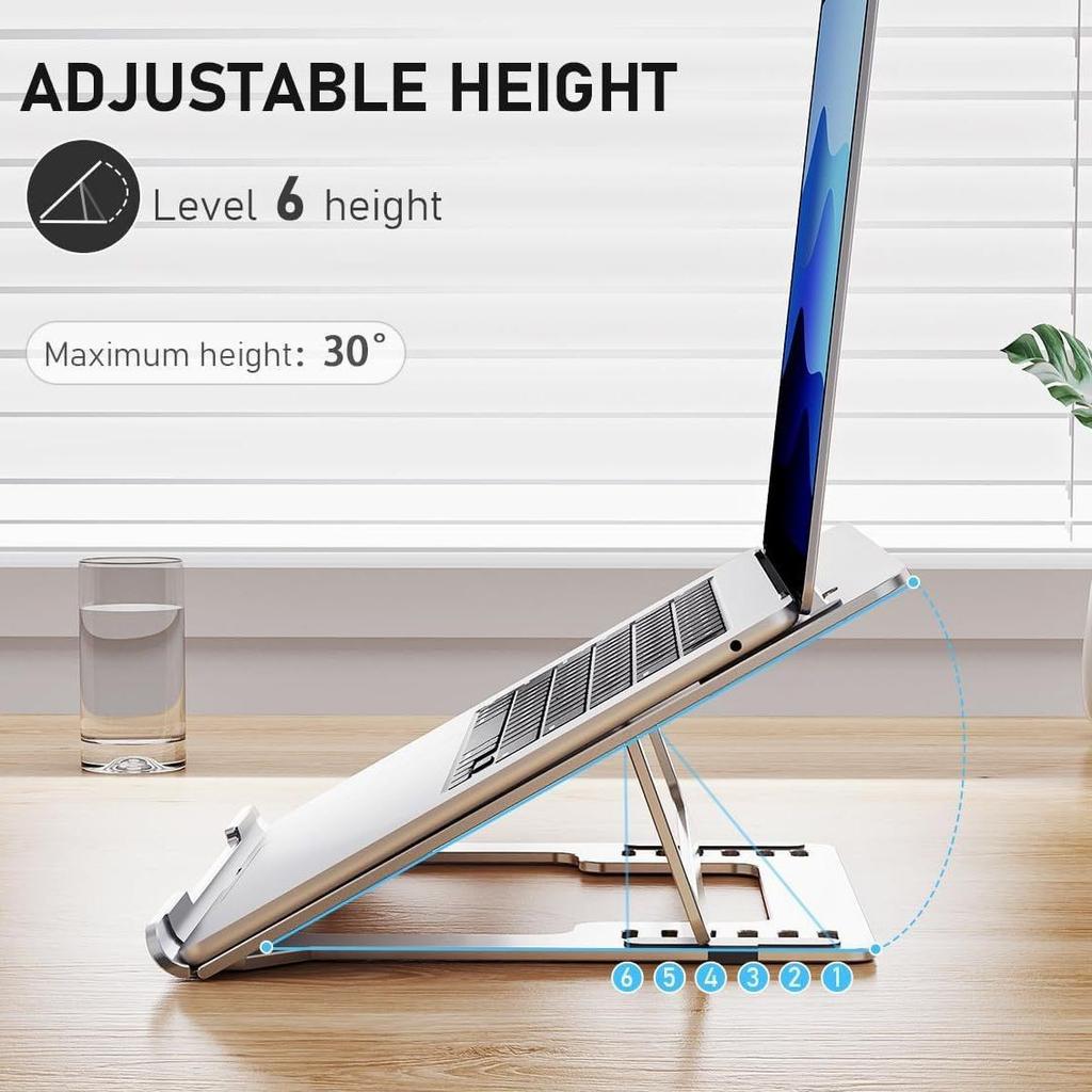 D24-3 Aluminum Alloy Laptop Cooling Stand Foldable Desktop Height Adjustable Notebook Bracket