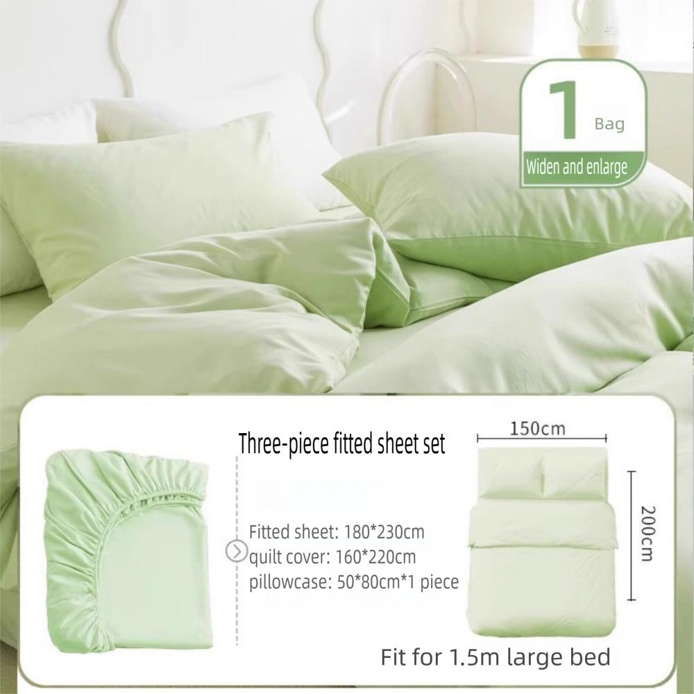 

3/4PCS Multicolor One-off Bed Sheets Pillowcases Set Non-woven Fabric Duvet Covers Suit Travel 3PCS-Green-S