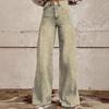 New Hot-selling Anti-denim Striped Wide-leg Straight-leg Micro-pull Jeans, Hot-selling
