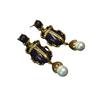 Vintage Heavy Industry Beetle Shaped Pearl Pendant Earrings With French Court Style Electroplated Antique