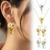 Yousheng Flower Bouquet Necklace Pendant Metal Floral Gift Box Design with Bow Decoration Lightweight Necklace for Women Romantic Jewelry Gift