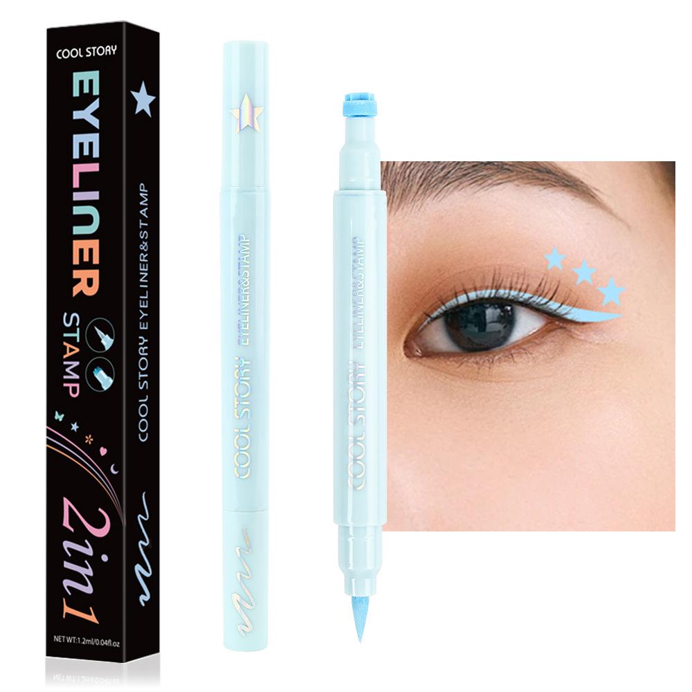 Dual-Ended Matte Eyeliner: 2-in-1 Liquid Pen with Stamp Dot, Long-Lasting, Quick-Dry, Waterproof, Smudge-Proof