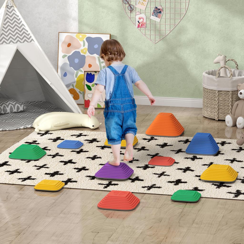 Balance Stepping Stones for Kids, 11-Piece Non-Slip Stackable River Stones, Obstacle Courses for Balance and Motor Skill