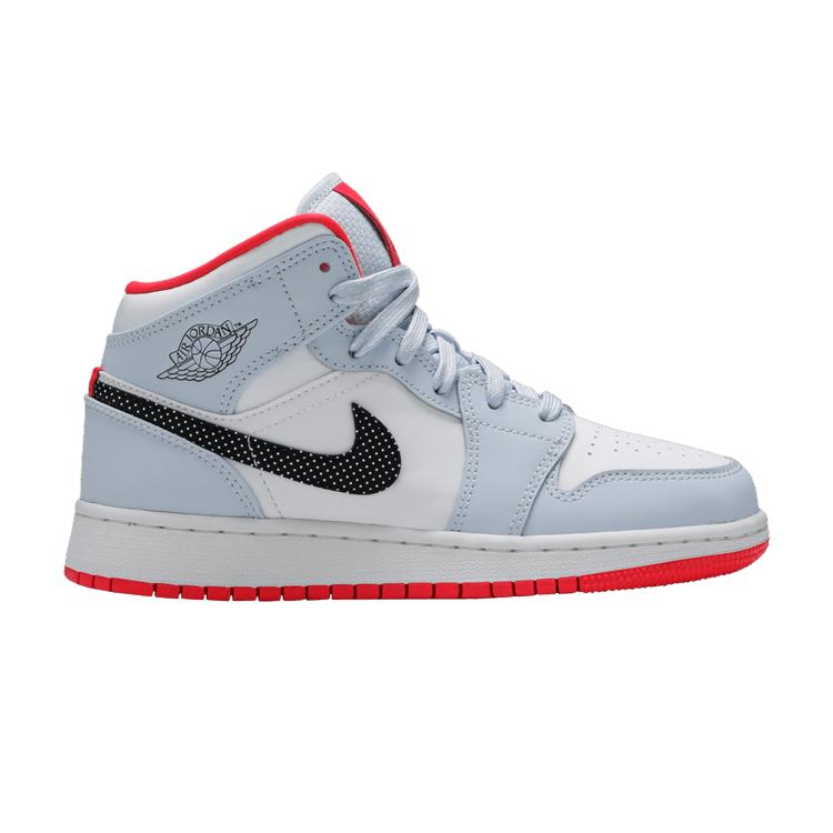Jordan 1 Mid Half Blue Polka Dot Swoosh (GS) 35.5