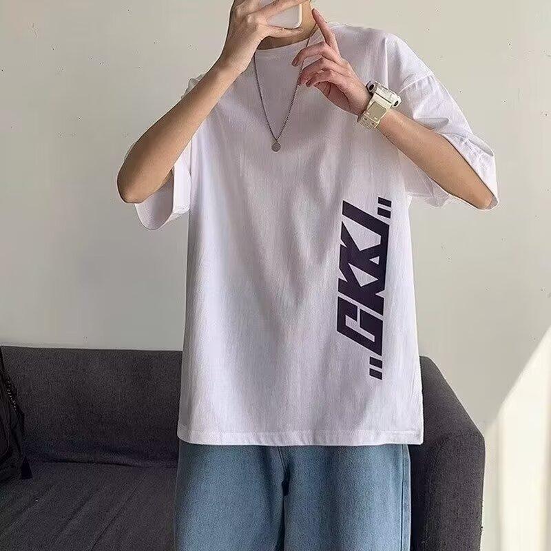 2024 New Short-Sleeved T-shirt Men's Ins Fashion Brand European and American Hip Hop Style Round Neck Bottoming Shirt Top Summer