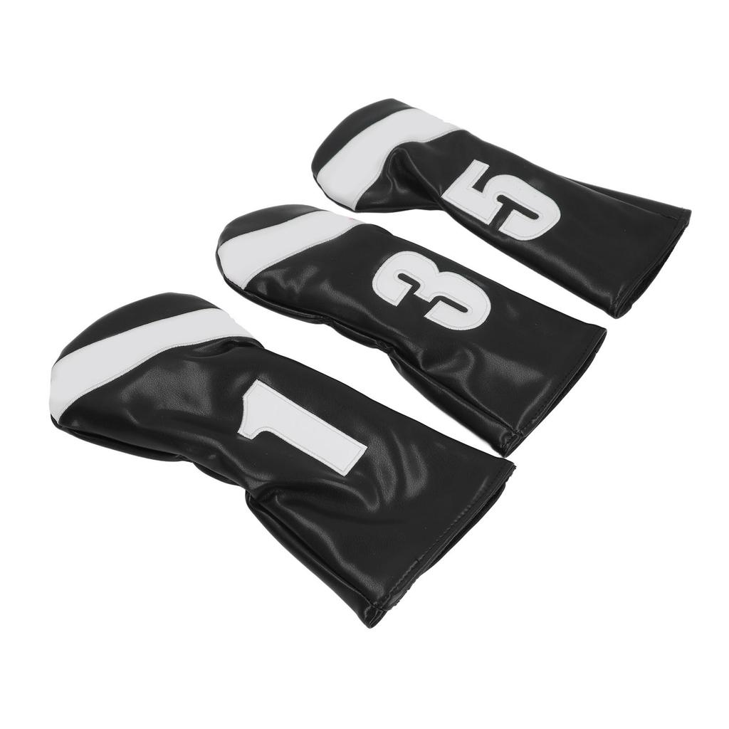 3PCS Head Cover PU Leather Waterproof Protective Headcovers Set with Plush Lining for Woods