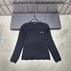 2026 Spring Round Neck Knit Long Sleeve Casual Top with Brooch