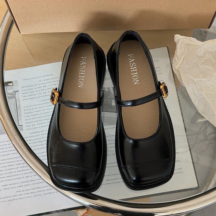 

Коричневые японские туфли Мэри Джейн из кожи женские, лето 2025, новые туфли Xiaoxiangfeng с мягкой подошвой и небольшим ремешком 35 чёрный