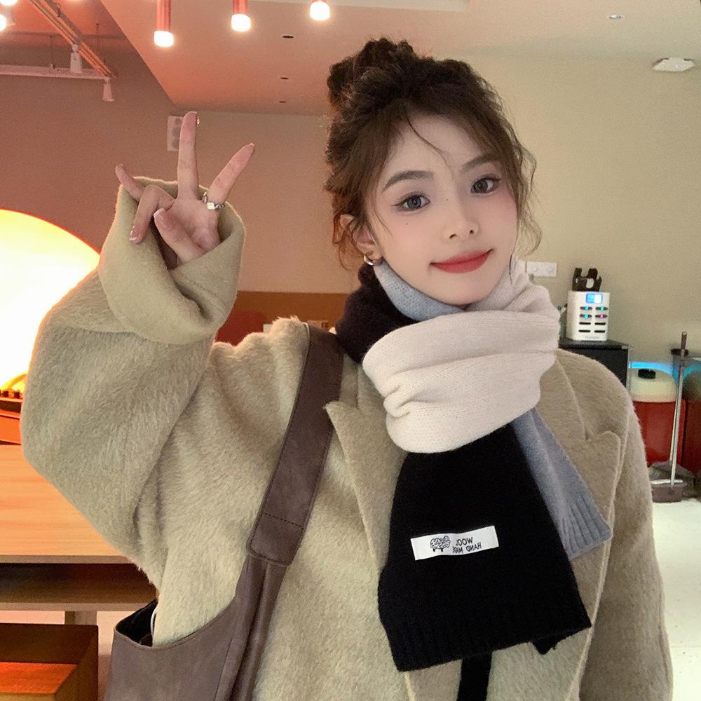 New scarf women's autumn and winter neck protection Korean version cute student warm knitting versatile color matching decorative scarf