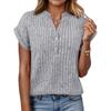2026 Spring/Summer Casual Ribbed V-Neck Batwing Short-Sleeve Women's Top