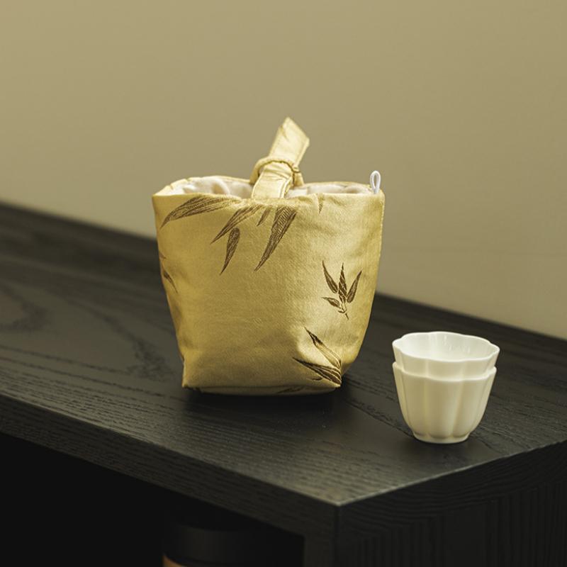 Chinese Style Teacup Drawstring Cloth Pouch Teapot Hand Bag Teaware Storage Bag Portable Multifunctional Bag for Tea Household