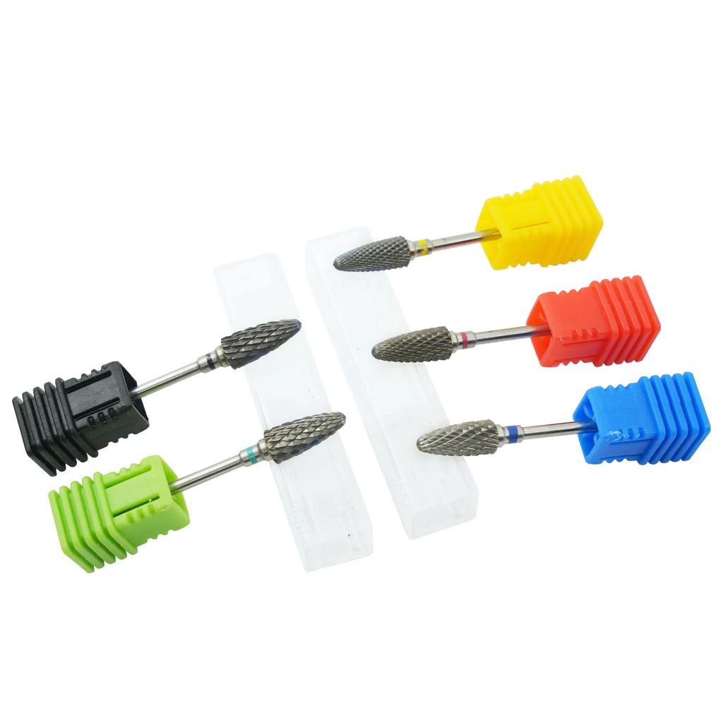 5Pcs Dental Carbide Burs Strawberry Lab Drill 2.35Mm Shank Tungsten Steel Cutters for Manicure