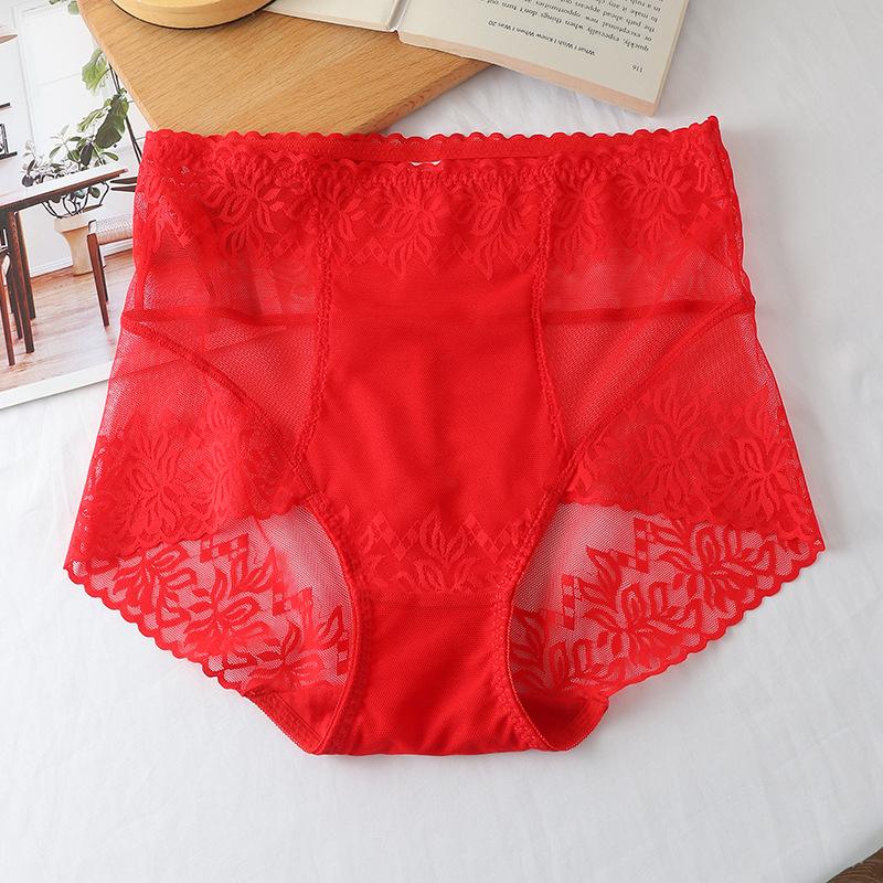 High waist lace panties women's belly and hips thin breathable briefs head sexy lace