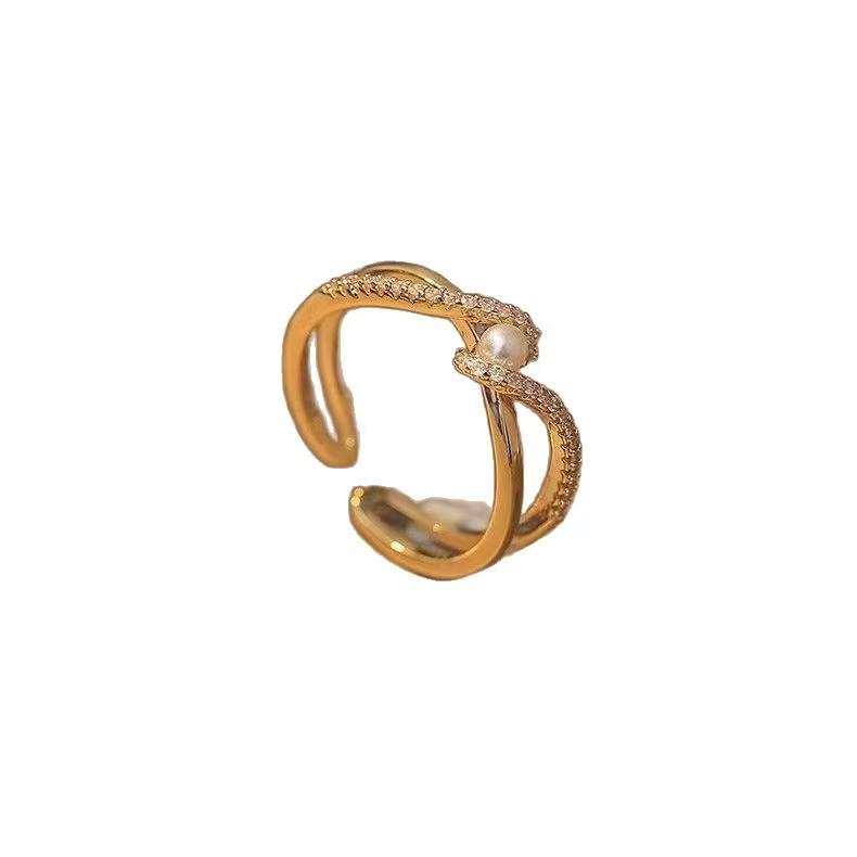 Elegant European & American Pearl Ring - High-End Niche Design for Women