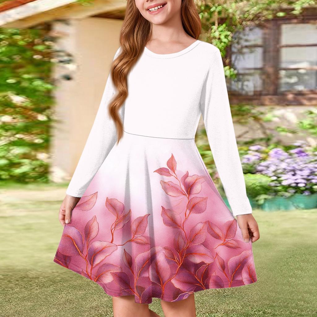 Sommer-Prinzessinenkleid für Mädchen - Langärmeliges A-Linien-T-Shirt-Kleid