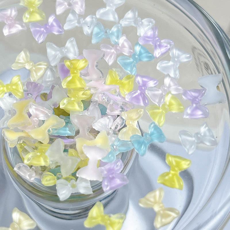 Nail Art Ice Transparent Bow Summer Internet Celebrity Water Ripple Jelly Color Bow Tie Resin Nail DIY Decorations