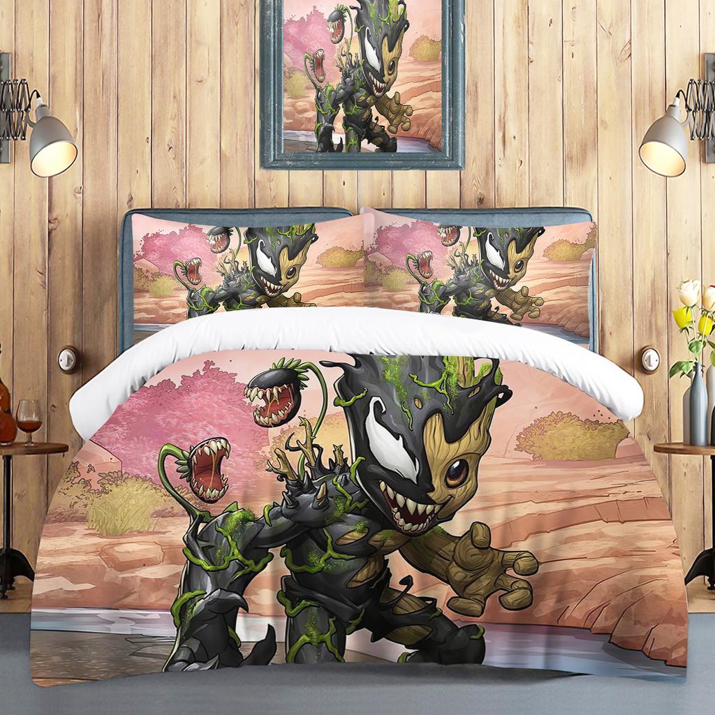 I Am Groot Duvet Cover Set Children Cute Cartoon Quilt 100% Polyeste Skin-Friendly Breathable Comforter Bedding Sets