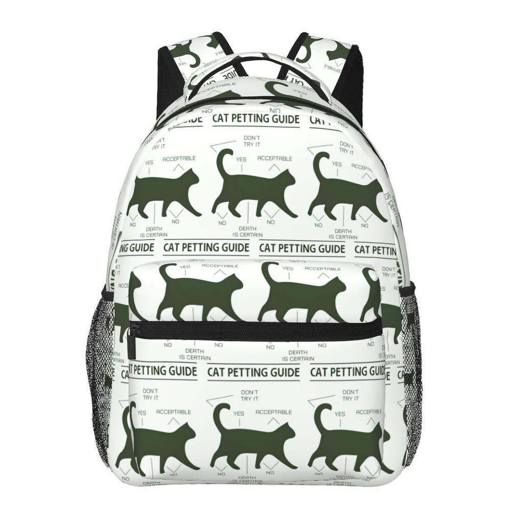 Cat Petting Guide Cute How To Pet A Cat Backpacks Boys Girls Bookbag Children School Bags Cartoon Travel Rucksack Shoulder Bag