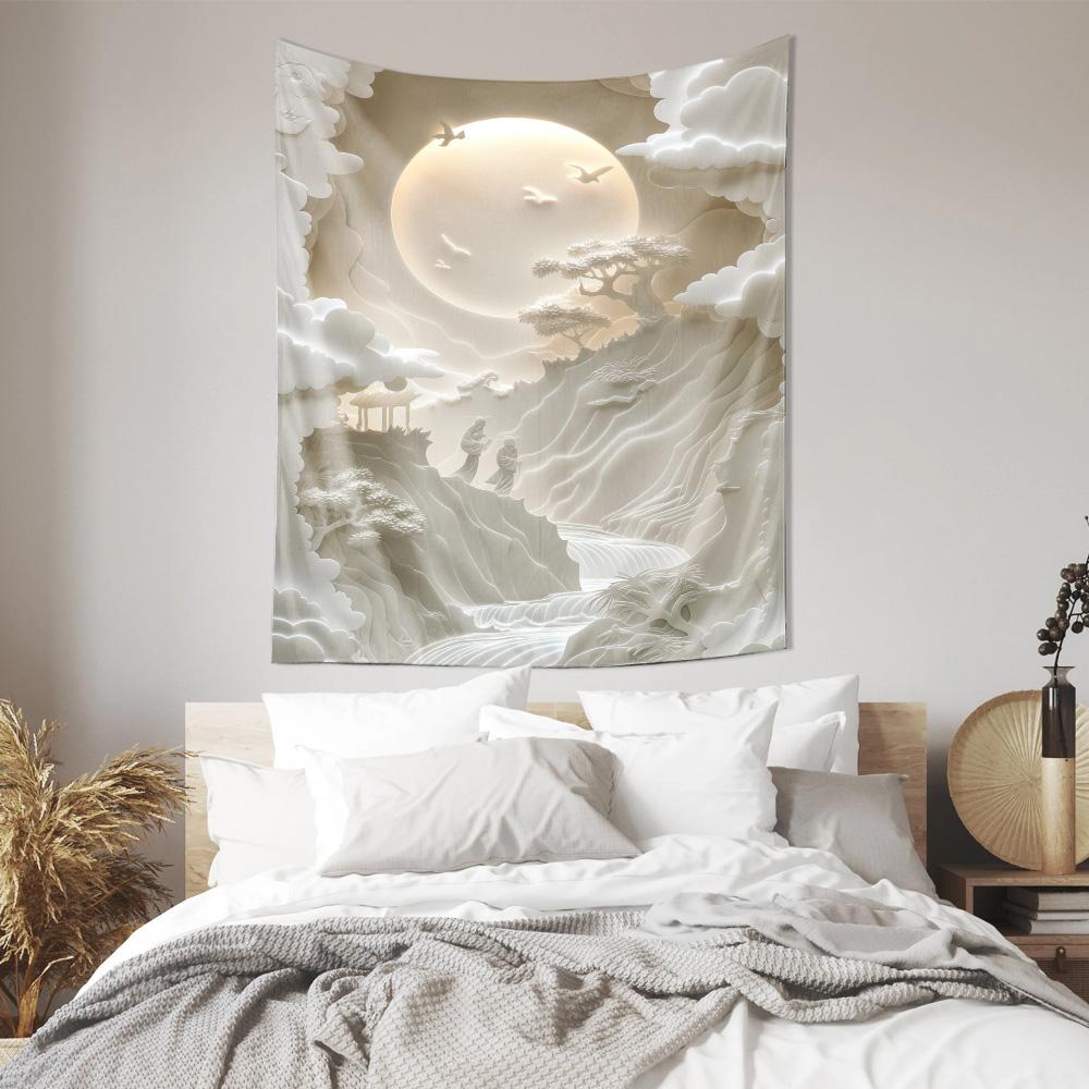 Enchanted Moonlit Landscape Wall Hanging Decorative Tapestry for Home Décor