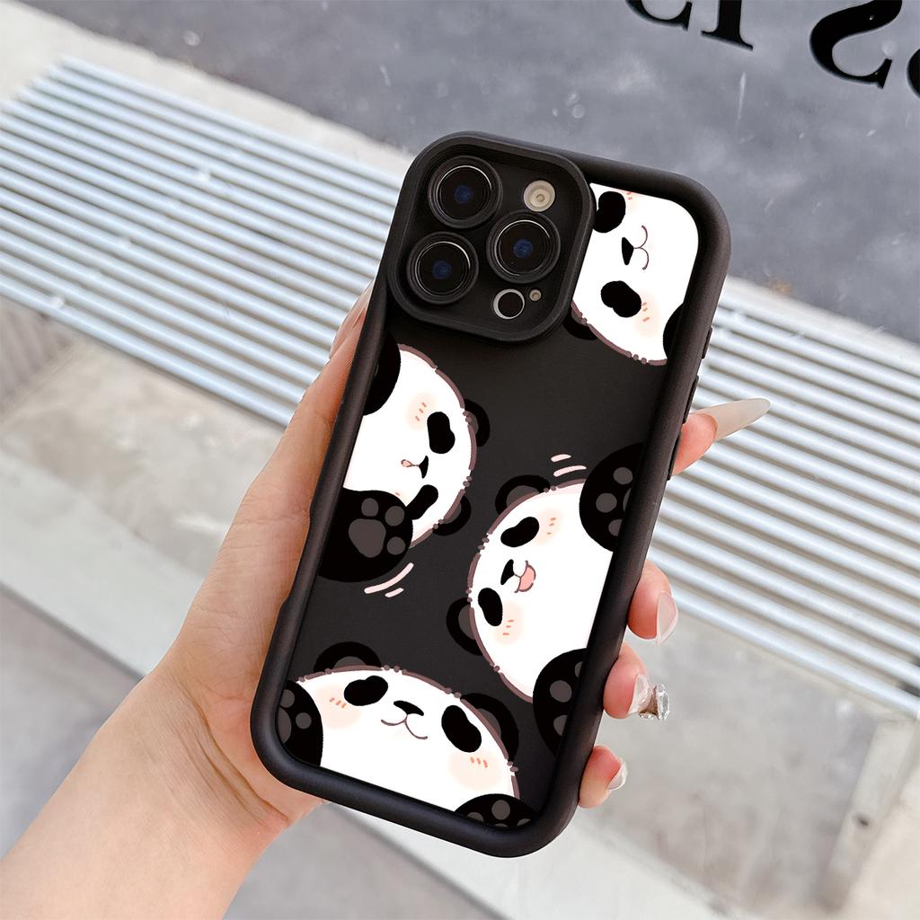 Pandas Pattern Soft TPU Phone Case for iPhone 17 Air 16 15 14 Pro Max Plus 13 12 Mini 8 7 X Xs Back Cover