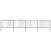 VidaXL Garden Fence with Spear-Shaped Top Steel 714.5 X 120 Cm Black 277623