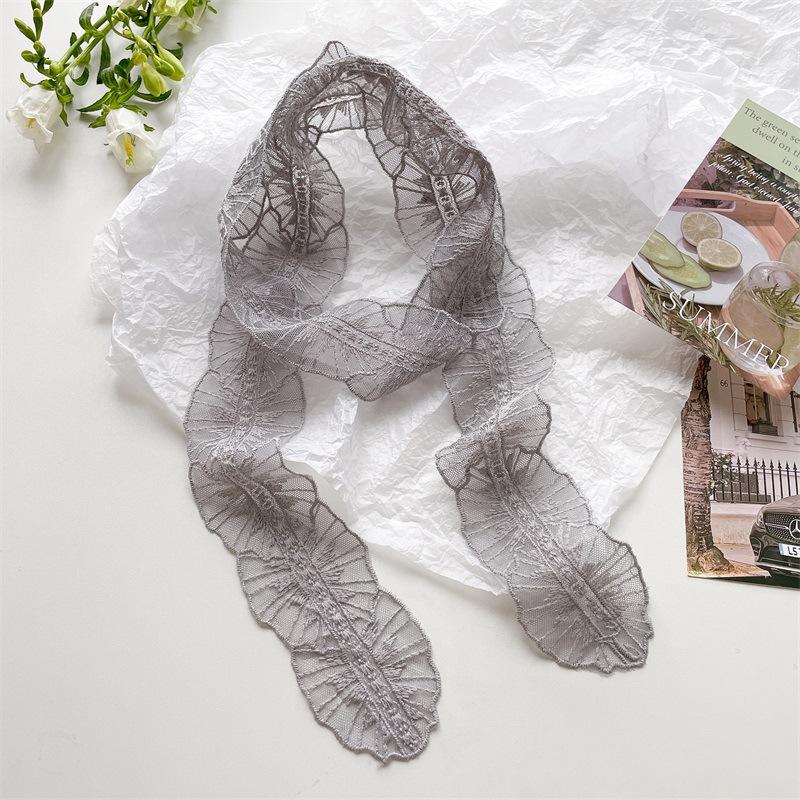 Korean Version Ins Pure Desire Lace Long Scarf Women's Spring Summer Hot Girl Layering French Accessories Hair Tie Headband