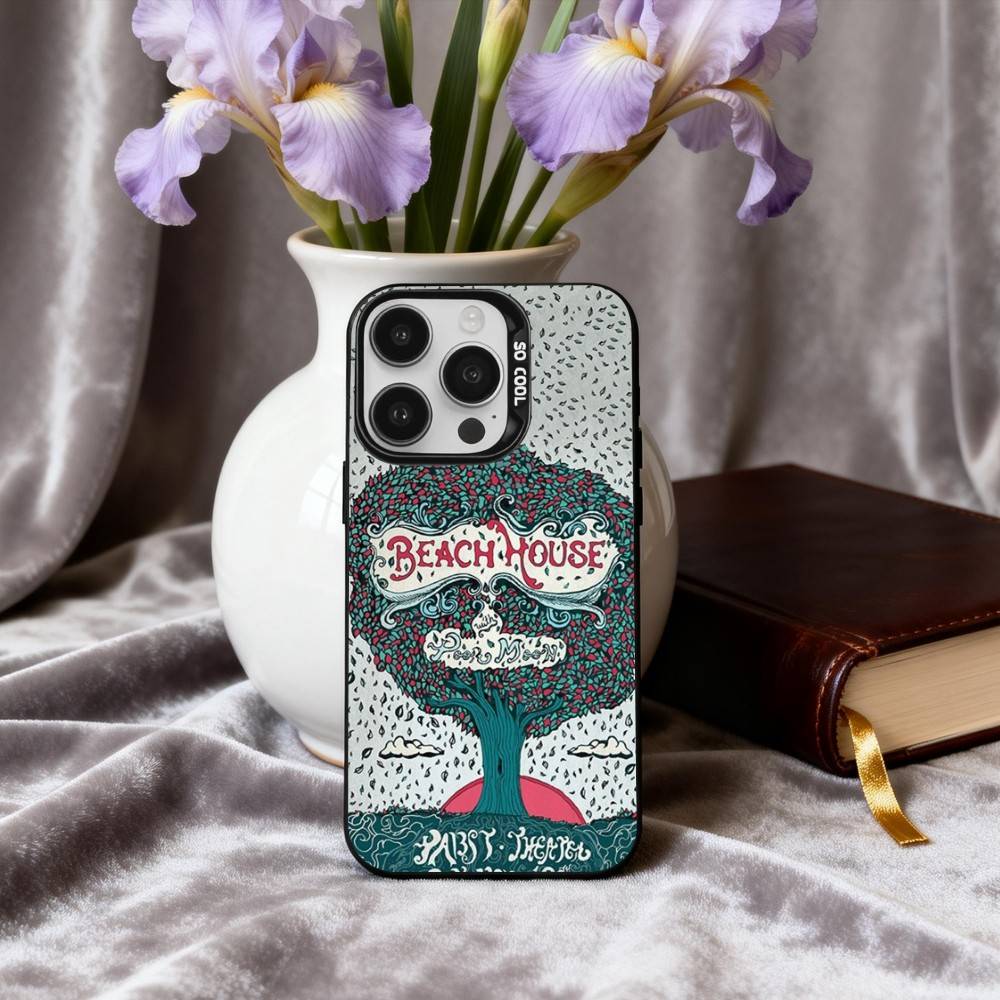 Rock B-Beach H-Hausband Handyhülle Für iPhone17,16,15,14,13,12,11 Plus,Pro Max Schwarz Candy Silberbeschichtete Hülle