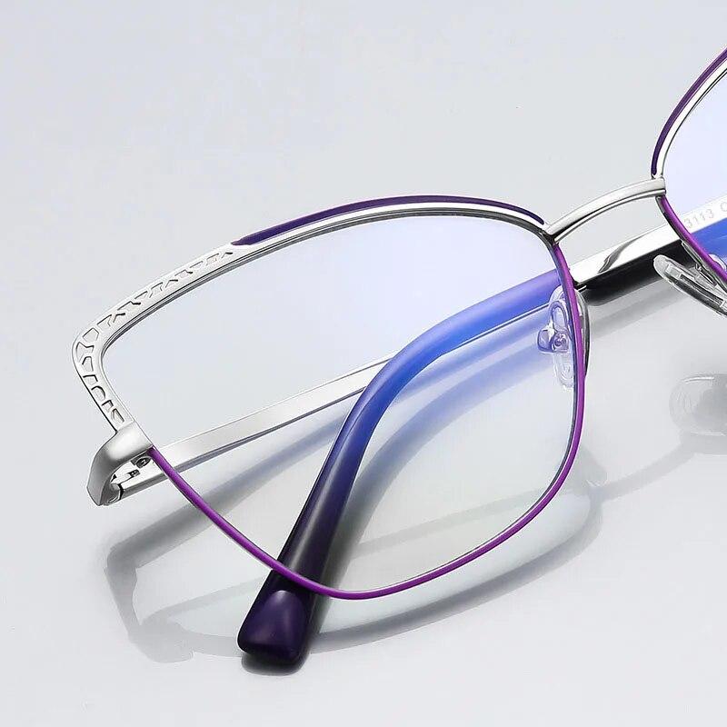 New Personality Sweet Cool Style Ladies Metal Cutout Cat Eye Anti-blue Light Glasses