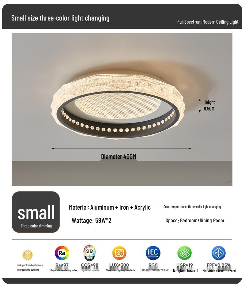 

2025 Italian Minimalist Master Bedroom Ceiling Light - Luxury Full Spectrum Eye Protection Tri-color Light Adjustment
