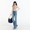 Spring Summer Double Button Waistband Micro Flare Elegant Stretch Casual Denim Pants For Women Casual Pants Oversize Denim Trousers