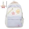 Blocked Cute Color Star Collage Student Backpack And Shoulder Bag With Pendant