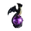 Bedroom Display Lamp with Dragon Figurine Form, Antique Gold Trim, Lighted Sphere, Fantasy Figure Form, Shelf Use, Desk Display, Room Use
