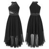 Kids Girls Shiny Rhinestone Party Dress Sleeveless Ruched Chiffon Dress High Waist Elegant Evening Formal Prom Dresses