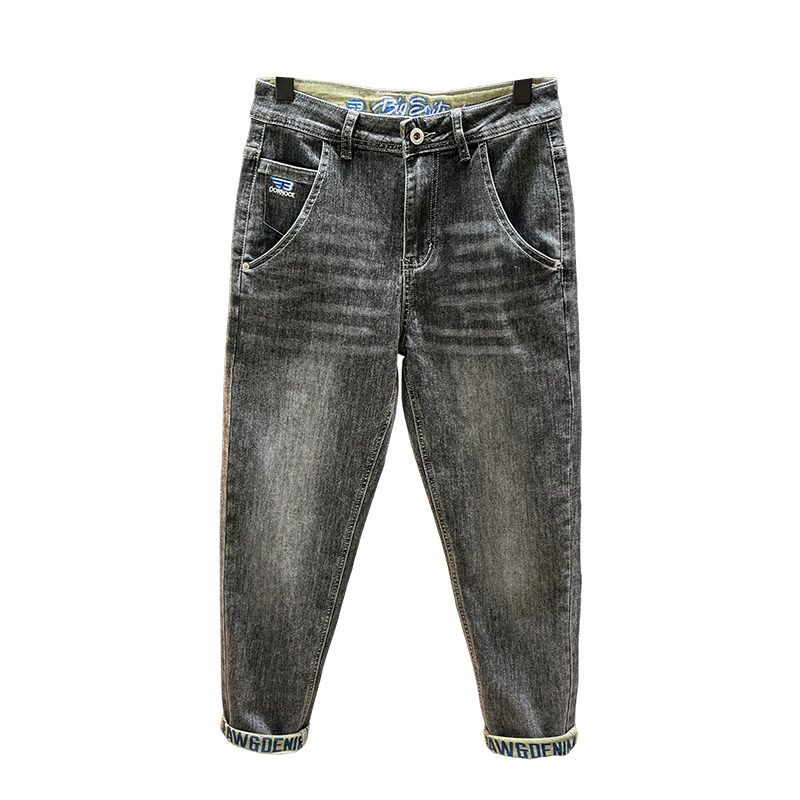 Men's Straight-Leg Jeans, New Spring/Autumn Fashion Brand, Slim-Fit Casual Cropped Pants with a Stylish and High-End Feel