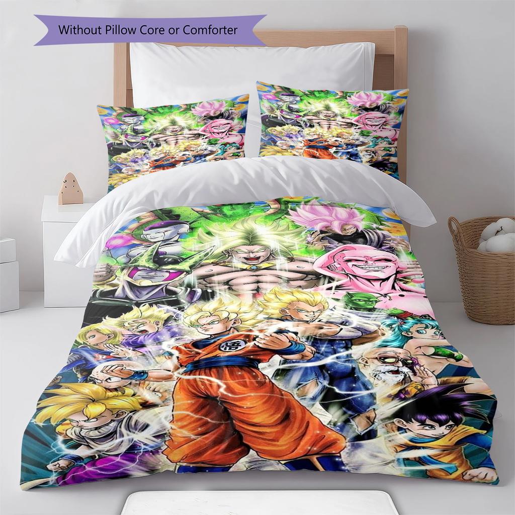 Set cu cuvertură și fețe de pernă cu model de desene animate Decorare casă Cadou de ziua de naștere (1 * husă de pilotă + 2 * fețe de pernă, fără miez)