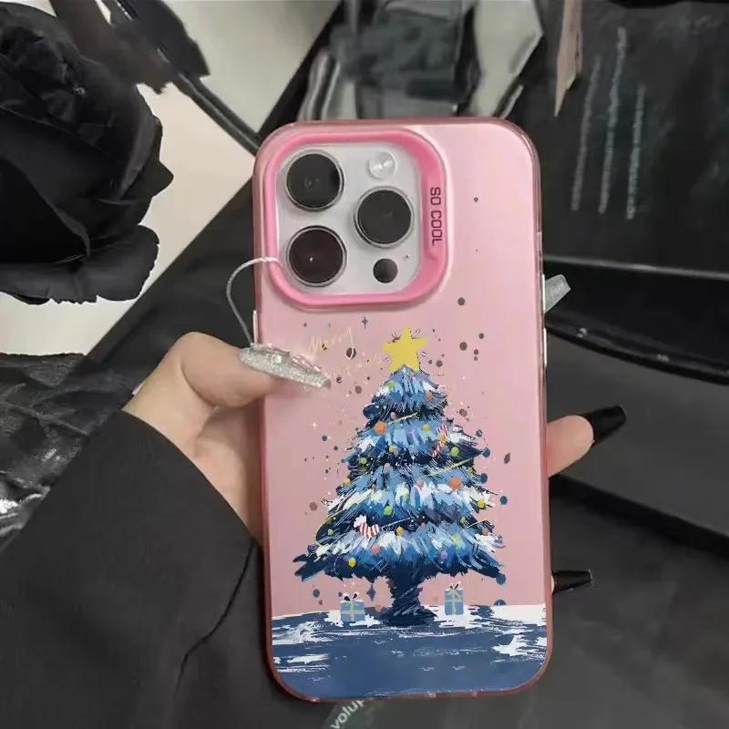 New Christmas Tree New Year Gift Phone Case For iPhone 15 14 11 12 13 Pro Max X XS XR 8 7 14 Plus Lens Protection Plating Cover