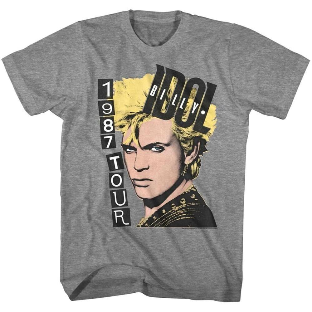 Billy Idol Tour 1987 Pop Art Gray Cotton T Shirt Full Size S-5XL Unisex T-Shirt S