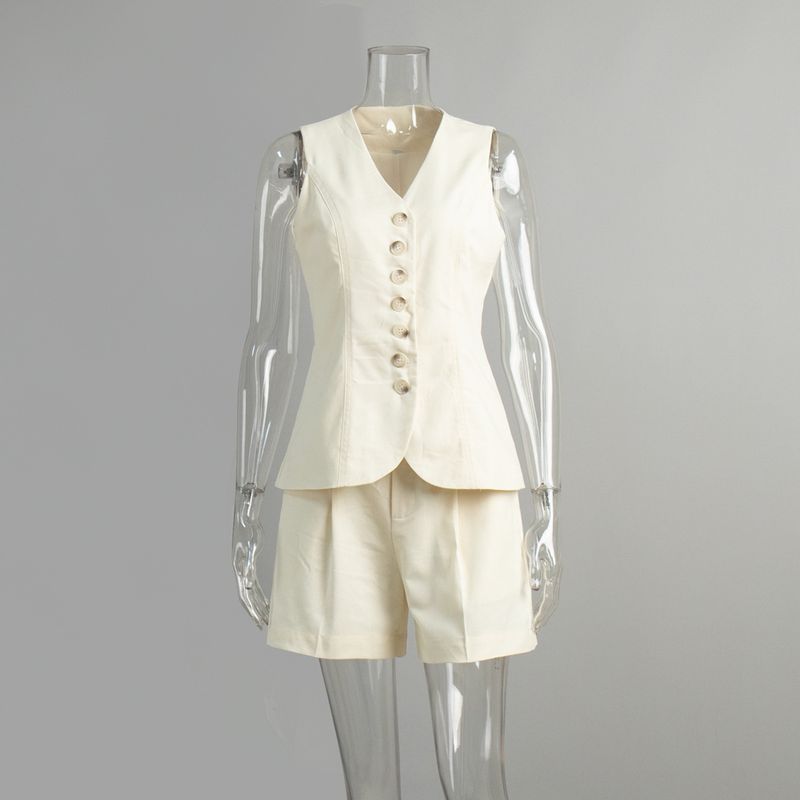 V-neck Sleeveless Vest Shorts Set V-neck Sleeveless Vest Leisure Shorts Set