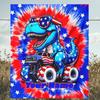 1PC Custom Name American Dinosaur Adventure outdooor Flannel blankets Patterns Throw Blanket All-Season Soft Gift for Couch, Bed, Camping gifts