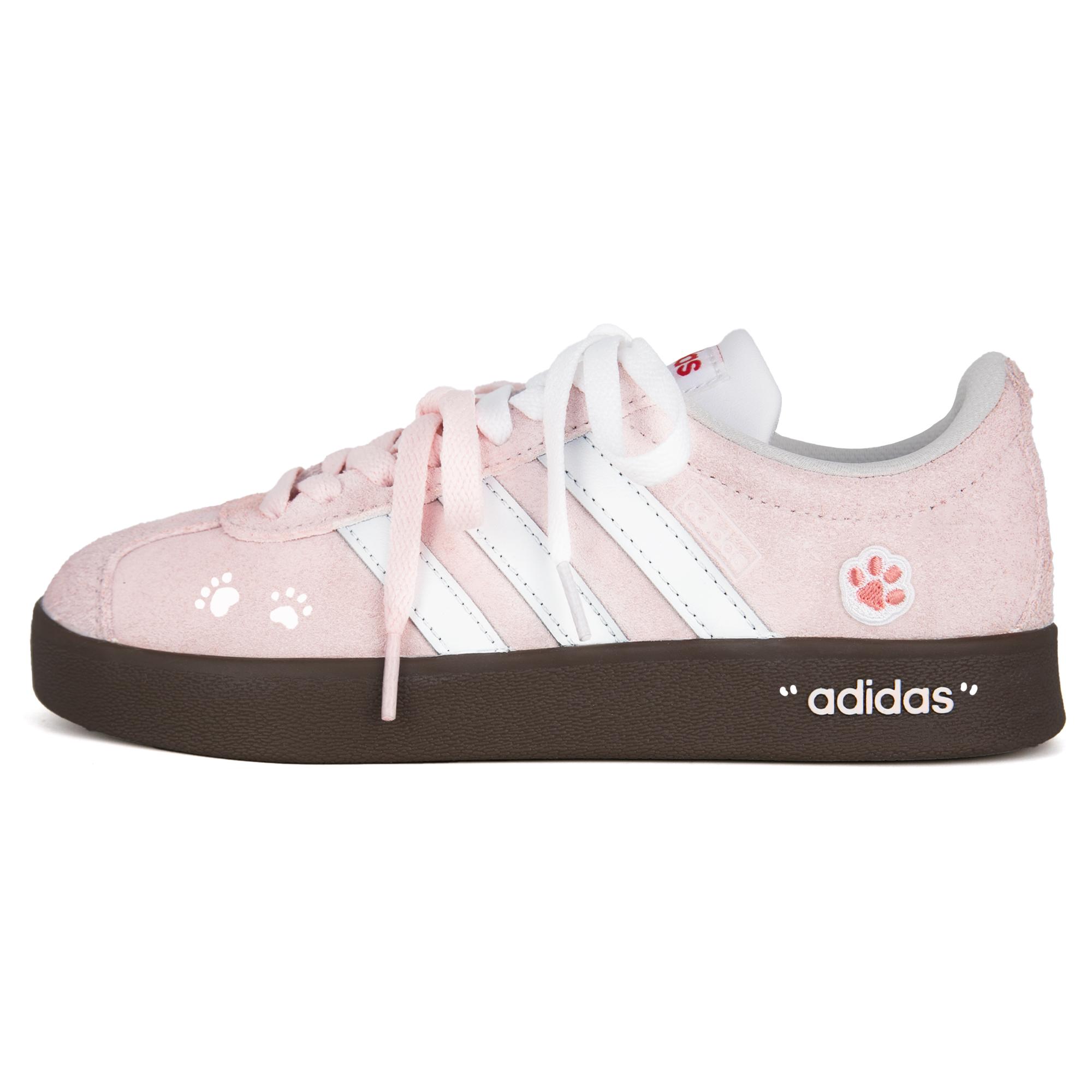 

Adidas VL COURT 2.0 Cat Paw Cream Puff Abrasion Resistant Abrasion Resistant Low top Skateboard Shoes Unisex Light Pink JS3003(Team1664-) 39⅓