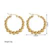Stylish European & American 18K Gold Stainless Steel Round Bead Ear Cuff Earrings