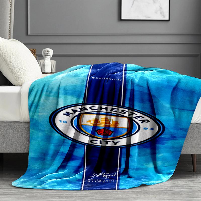 Manchester City FC Print Blanket - Soft & Comfortable, for Bedroom, Travel, Sofa, Home Decoration - Birthday Christmas Gift for Friend
